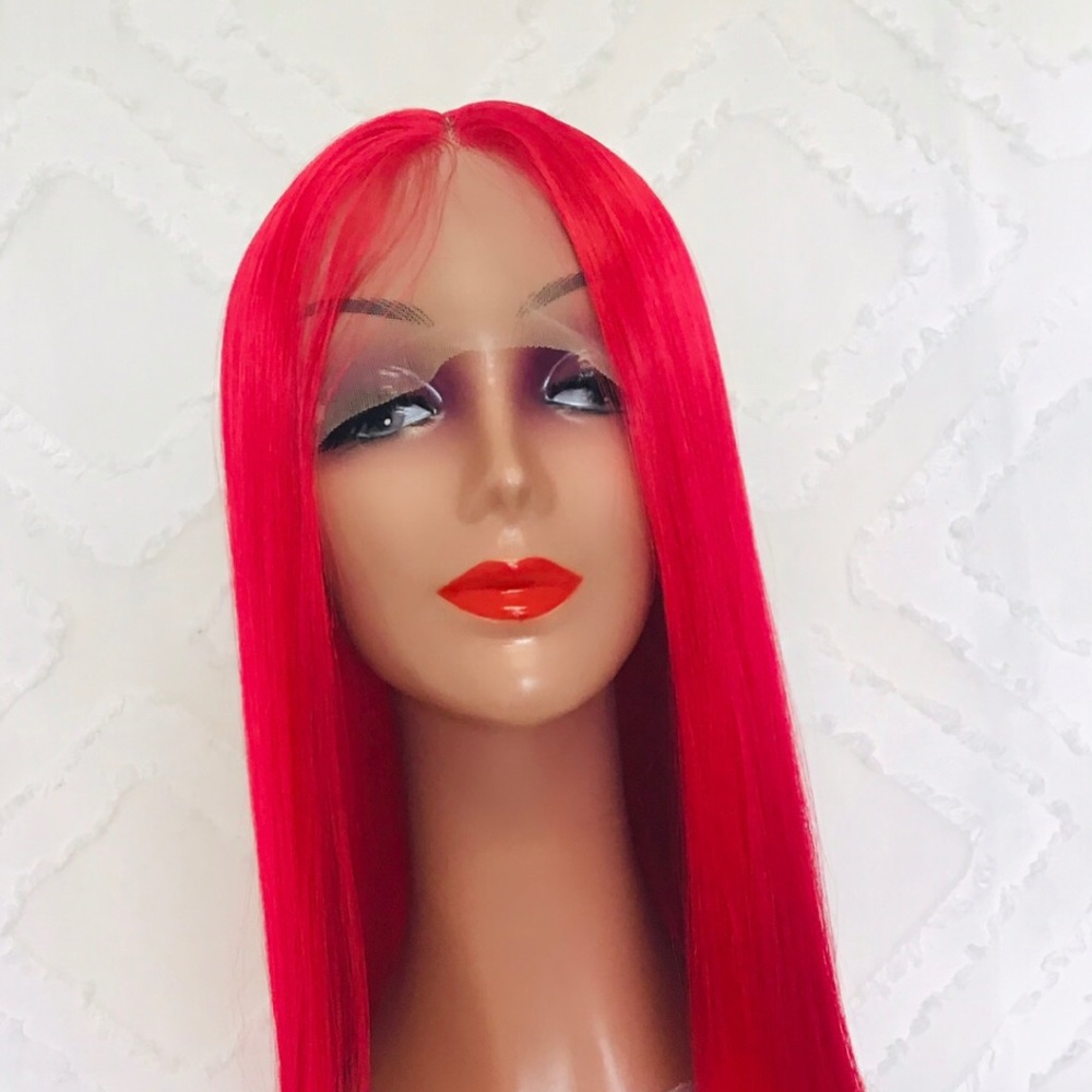 Long Synthetic Lace Front Wig Burgundy Straight Heat Resistant Wigs for Women